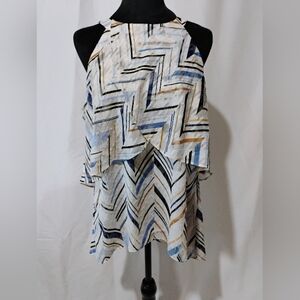 White House Black Market Chevron Patterned Layered Women's Top Size 12